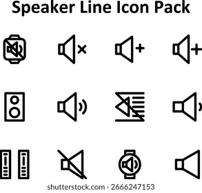 Iconos vectoriales - Altavoz, 12 en el contorno