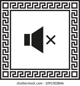 vector icons of speaker in a frame with a Greek ornament