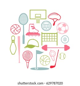Vector icons: sports equipment