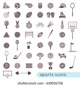 Vector icons: sports equipment