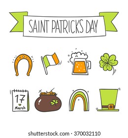 vector icons for St. Patrick's day Doodle style