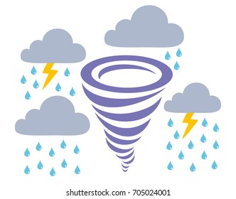 Vector icons storm, rain and clouds. Vector weather icons.