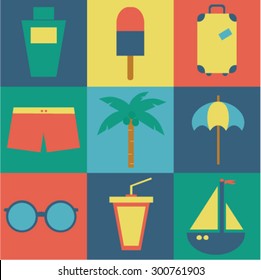 Vector icons of summer travel
