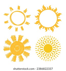 vector icons of suns isolated on white background