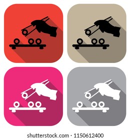 Vector Icons. Sushi sign, fish. Badge in a flat design. For the web concept and mobile devices.