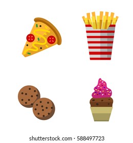 Vector icons sweet fast food elements.