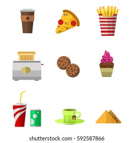 Vector icons sweet fast food elements.