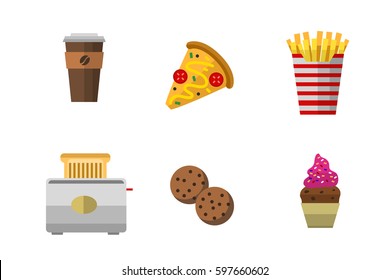 Vector icons sweet fast food elements.