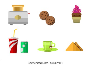 Vector icons sweet fast food elements.