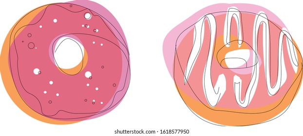 vector icons of sweet multicolored donuts in icing