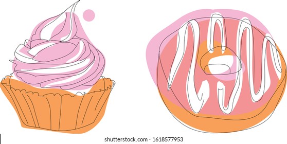 vector icons of sweet multicolored donuts in icing
