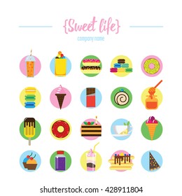 Vector icons with sweets