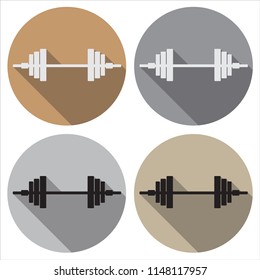 Vector Icons. The symbol of muscle strength, barbell. Spotr. Badge in a flat design. For the web concept and mobile devices. 