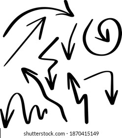 vector icons symbols black arrows pointers in different directions hand drawn with cute style for websites designs and decor