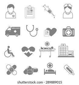 Vector icons and symbols medical care that can be used in the medical treatment.