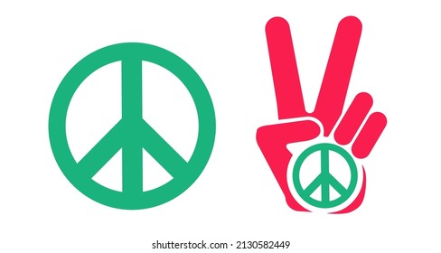 Vector icons of symbols of Peace. No war. 