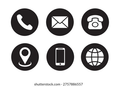 Vector icons or symbols to represent contact details