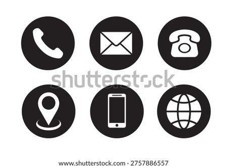 Vector icons or symbols to represent contact details