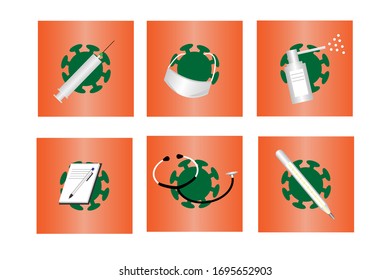 vector icons syringe thermometer notepad mask medicine tools