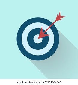 Vector icons "target" on the topic business, on a red  circle