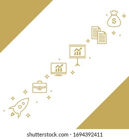 Vector icons that illustrate the trajectory of business development