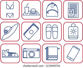 Vector icons that show what the tourist should take with them.
