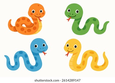 Vector icons of tiny snakes