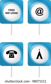 Vector icons of tourism symbols .