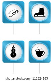 Vector icons of tourism symbols - set 4 - winter .