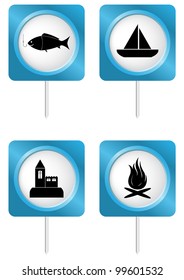 Vector icons of tourism symbols - set 4 .