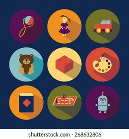 Vector icons of toys