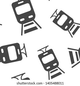 Vector icons transportation. Vector train icon. Illustration of metro seamless pattern on a white background.