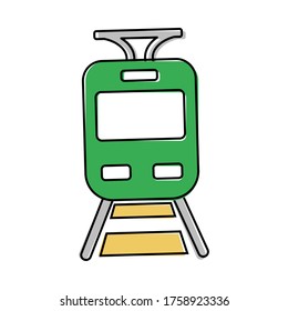 Vector icons transportation. Vector train icon. Illustration of metro cartoon style on white isolated background.