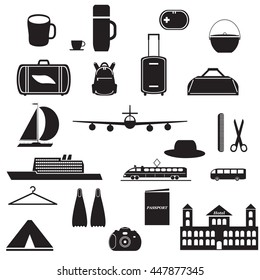 Vector icons for travel