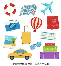 Vector icons for travel. Illustration isolated on white background in flat style
