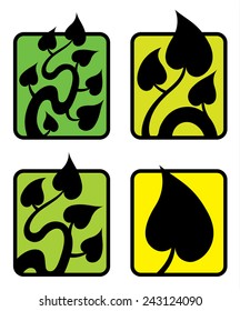 vector icons tree branch with leaves of different scale