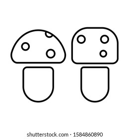 Vector icons of two mushrooms with cap and stipe