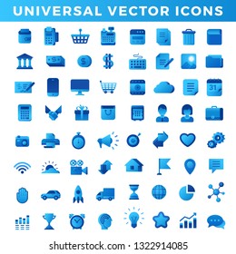 Vector icons Universal set. Business Finance Technology Interface Web App icon pack.
