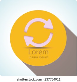 Vector icons "update" on an orange circle with a long shadow