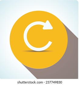 Vector icons "update" on an orange circle with a long shadow