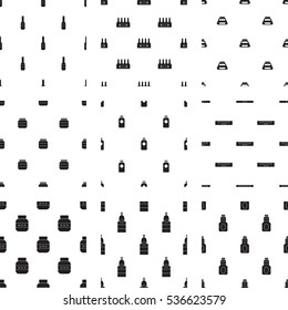 Vector icons of various bottles on white background