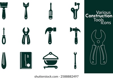 Vector Icons of Various Construction and Repair Tools