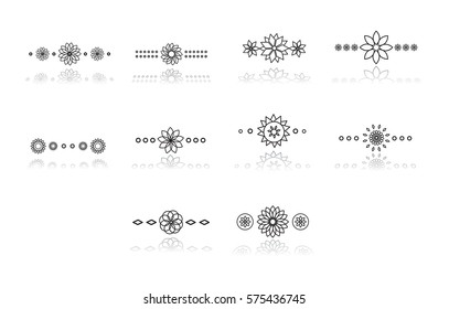 Vector icons of various floral patterns against white background