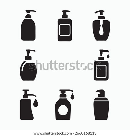 Vector Icons of Various Hand Soap Dispensers and Dispensing Systems

