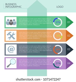 Vector icons for vectorization and marketing can be used for layout workflow, diagram, annual report, web design and various presentations. Business concept with 4 options, each using different icons