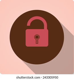 Vector icons in vintage style with long shadow "open lock"