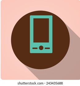 Vector icons in vintage style with long shadow "phone"
