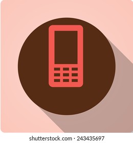 Vector icons in vintage style with long shadow "phone"