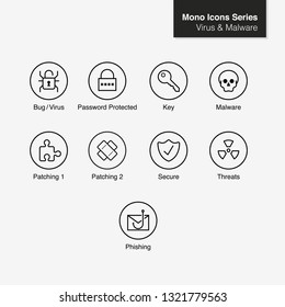 Vector Icons, virus and malware concept 