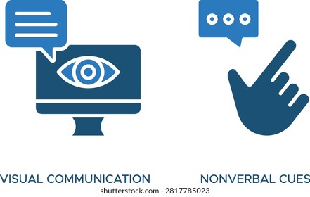 Vector icons of visual communication and nonverbal cues